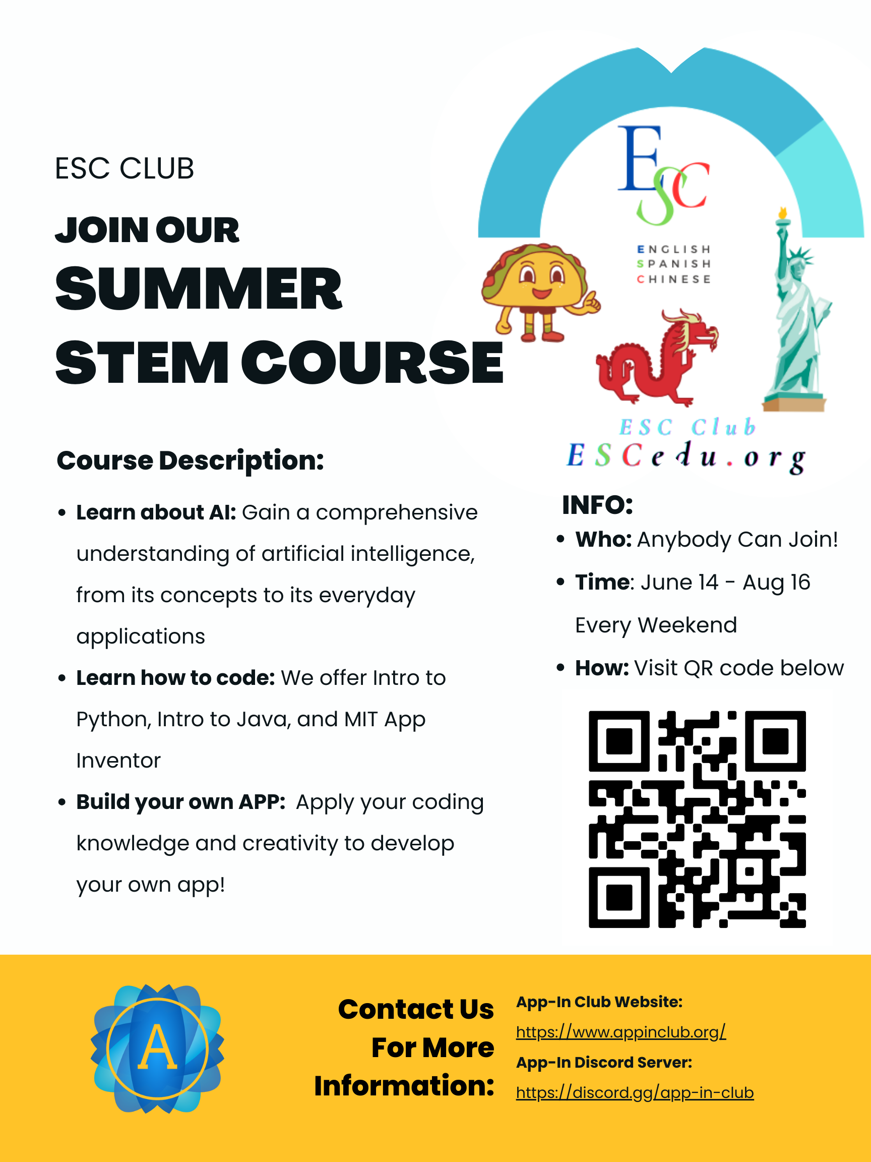 Summer STEM classes recruiting ad