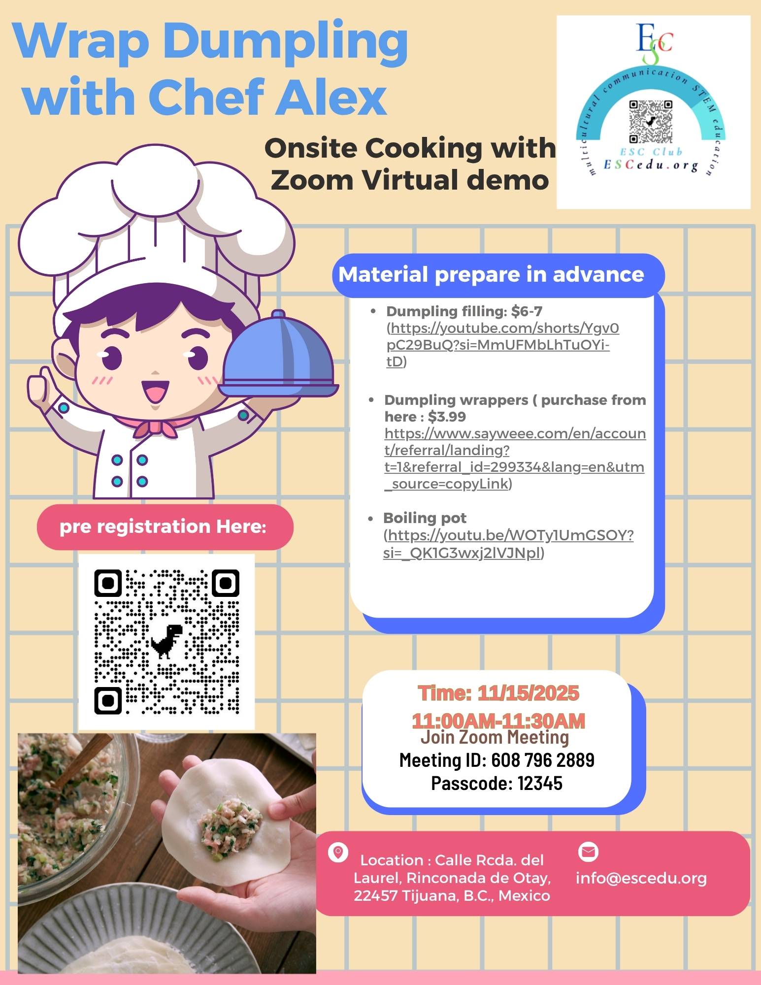Lunar Culture Webinar for Latino Families-“Wrapping Dumplings with Chef Alex”